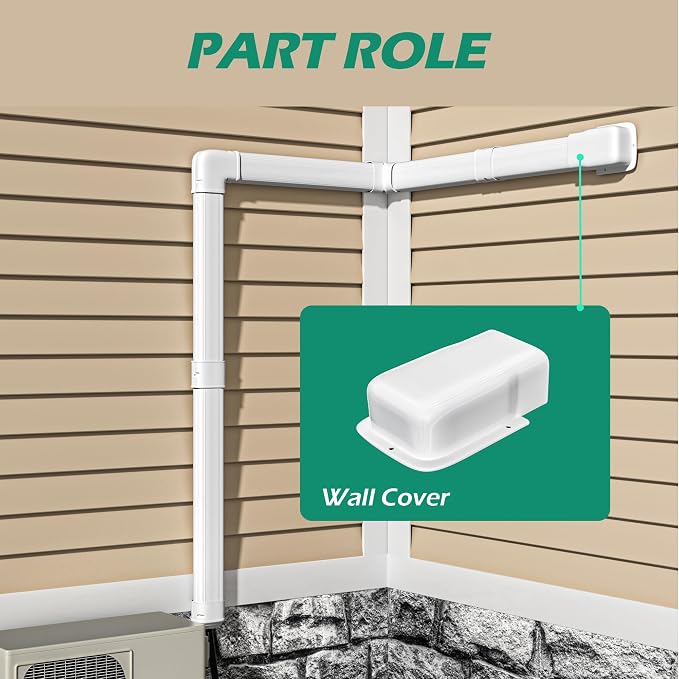 4" Width Wall Cover, Mini Split Line Set Cover Accessories for Mini Split Air Conditioners, Central AC and Heat Pumps