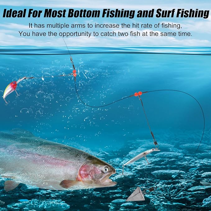 Fishing Leaders Saltwater Tackle Rig Surf Fishing Rigs with Swivel Snaps High Strength Wire Leader Bottom Rigs Fishing Gear Equipment for Lures Bait Hooks