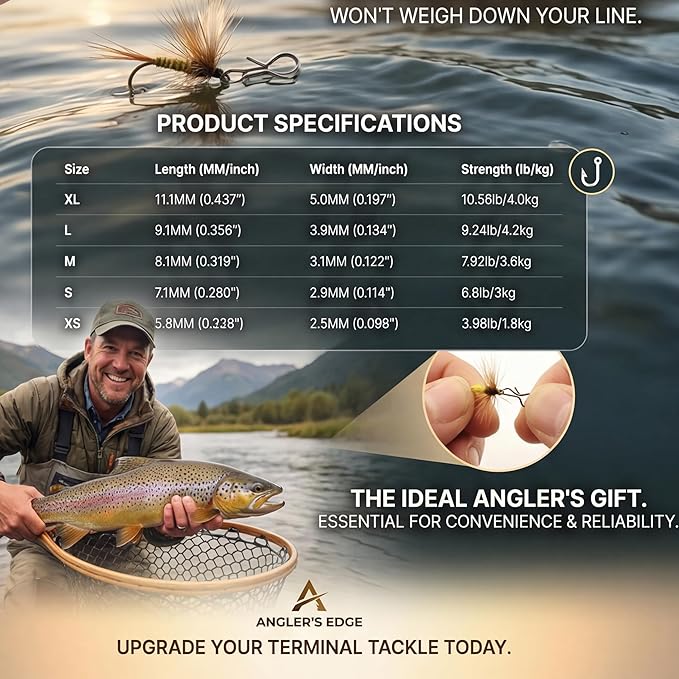 Fly Fishing Snaps and Clips – Quick-Release Durable Stainless Steel No-Knot Snap Connectors for Fast Lure and Fly Changes, Lightweight and Rust-Resistant Terminal Tackle Tools