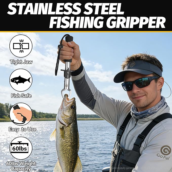 Go Pal Fishing Tool Set - Fishing Gear - Fishing Pliers with Lanyard and Protective Sheaths, Fish Lip Gripper, Fishing Scissors - All-in-One Fishing Accessories & Ideal Fishing Gifts for Men
