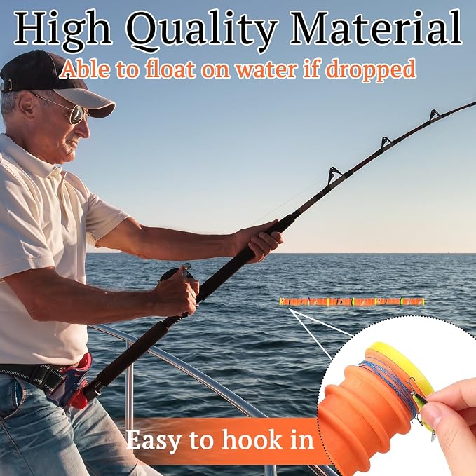6 Pcs Fishing Leader Holder 6 Pack with Storage Box 72 Slot Snell Hook Organizer Anti-Tangle Rig Keeper for Walleye Catfish Bass Trout