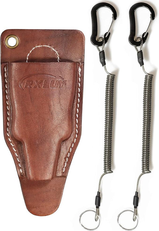 Fishing Pliers Holster with Retractable Lanyard, Universal Fit for Most Sea Fishing & Wild River Lure Tongs Leather Accessories