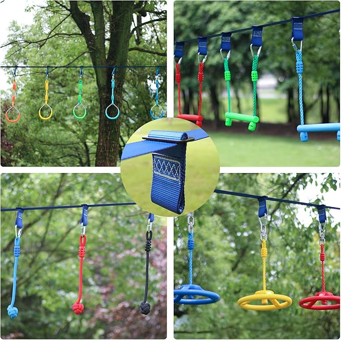 Rainbow Craft Ninja Slackline Buckle Straps - 8pc Removable Hanging Loops for Ninja Obstacle Course Training, Attaching Ninja Obstacle Accessories - Durable Buckle Straps - Blue Color