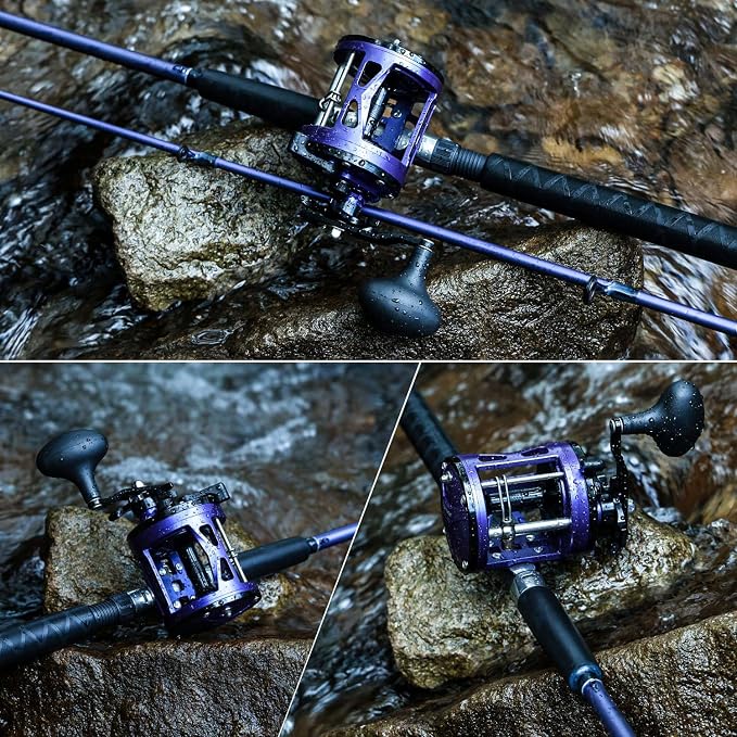 Sougayilang Trolling Fishing Rod Reel Combo - Heavy Duty Inshore/Catfish Rod with 4000 Size Reel, 2-Piece Saltwater Combo for Big Game Fish- 7'0"