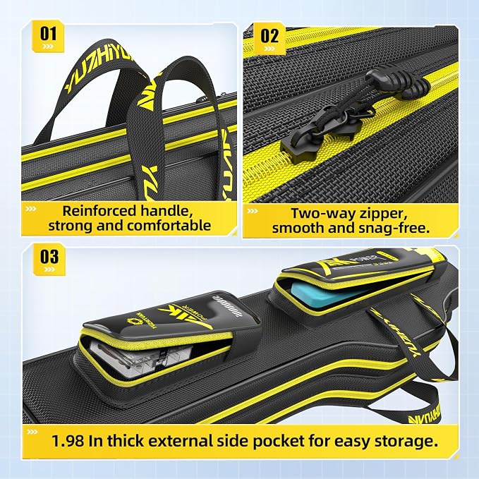 Fishing Rod Case 51in Double-Layer 1680D Heavyweight Oxford Fishing Pole Case & Bag with Wire Frame Support(Not Hardshell)Quick-Access Compartments Anti-Sag Design Fishing Rod Bag Fishing Gift for Men