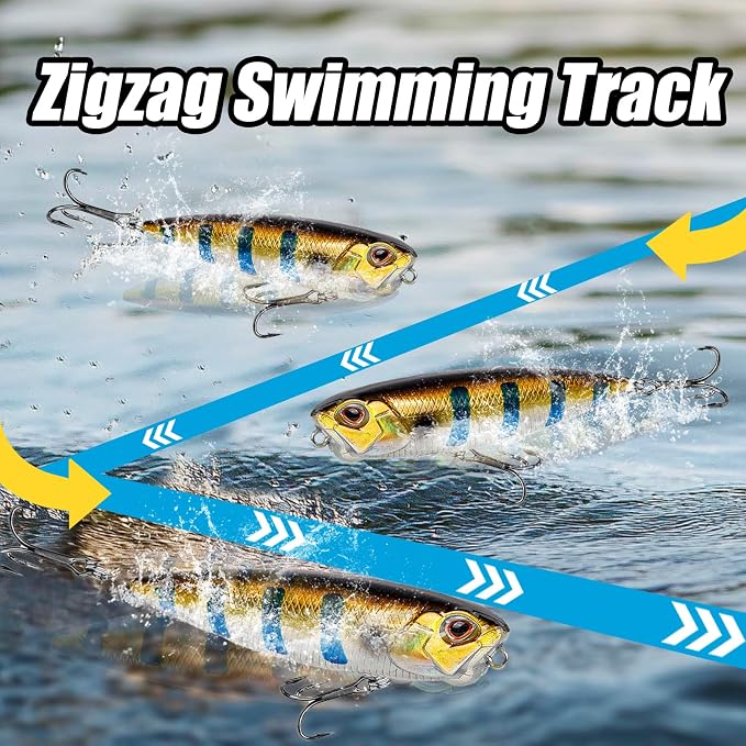 Spook Fishing Lures Top Water Fishing Lures for Saltwater Freshwater with High Carbon Steel Fishing Hooks for Trout Pike Walleye FS/YE-11