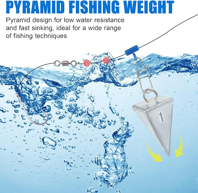 Pyramid Sinkers Fishing Weights, Saltwater Surf Fishing Sinkers Triangle Fishing Weights for Ocean Saltwater Surf Fishing Gear Tackle 1oz 2oz 3oz 4oz 5oz 6oz 8oz