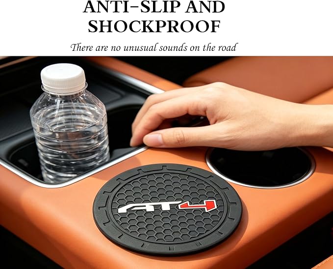 2 Pack GMC AT4 Car Cup Holder, Non-Slip Cup Coasters for Fashion car Interior Accessories,Decorative Car Cup Mat, Diameter 2.75 Inch