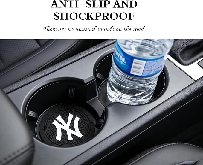 2 Pack Yankees Car Cup Holder, Non-Slip Cup Coasters for New York NY Baseball Fans Fashion car Interior Accessories,Decorative Car Cup Mat, Diameter 2.75 Inch