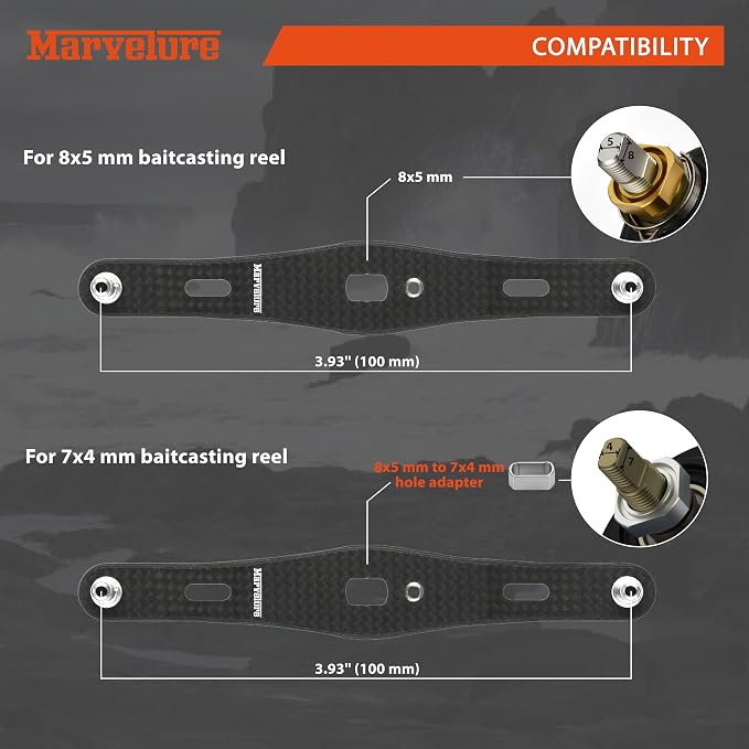 Carbon Fiber Power Handle 3.94'' (100 mm) Compatible for Shimano SLX Tranx Curado, Daiwa Tatula Zillion, Abu Garcia Revo Zata Baitcasting Reels