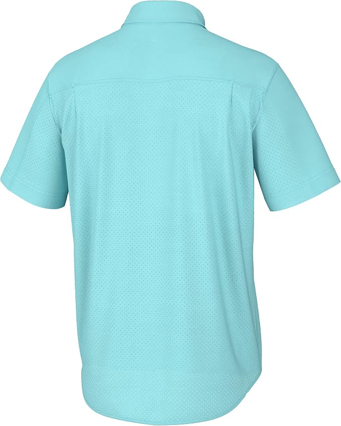 HUK Men's Tide Point Kc Scott Original Artwork Short Sleeve Shirt, Fishing Button Down