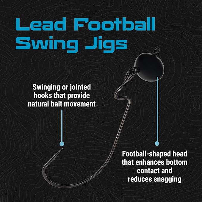 Reaction Tackle Football Swing Jig - Wobble Head Jig for Deep Water & Rocky Terrain Fishing | Enhanced Bait Action, Versatile Soft Plastic Lure - 5 per Pack