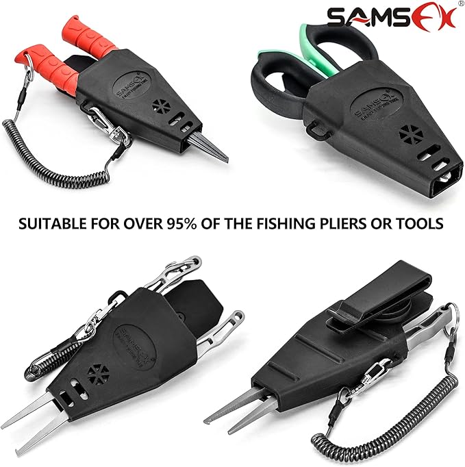SAMSFX Fishing Pliers Sheath, 360-Degree Rotatable Belt Clip, Comes with Coiled Lanyard, Fishing Accessiores for Men
