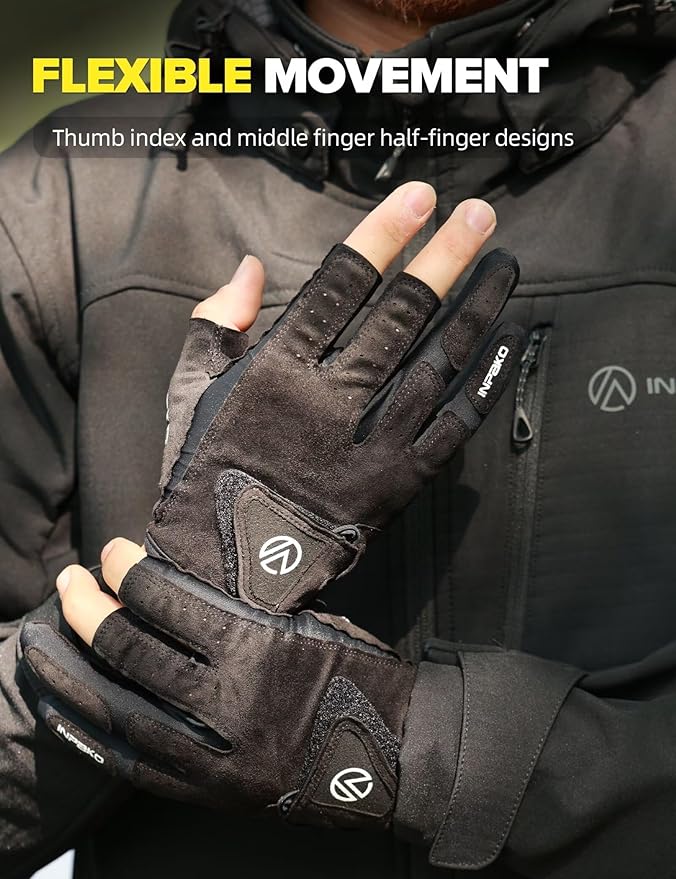 Fishing Gloves 3 Fingerless,Abrasion Resistant, Anti-Slip,Lightweight Breathable for Men Women,Ideal for Lure Fishing