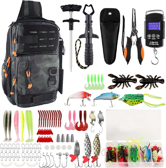 Hikary Fishing Backpack with Tackle Boxes,Fishing Tool Kit,Lightweight Outdoor Water-Resistant Fishing Shoulder Bag with Rod Holder Fisherman Gift Saltwater Freshwater