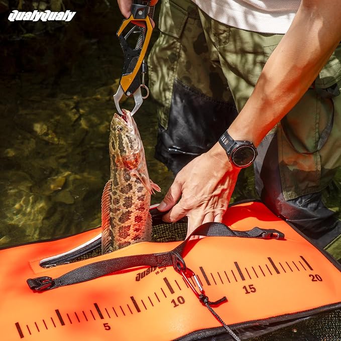 QualyQualy Floating Fish Basket for Live Caught, 10/15 Gallons Foldable Fishing Holder Minnow Bucket Portable Collapsible Fishing Net Storage Cage for Live Fish Bait Live Well