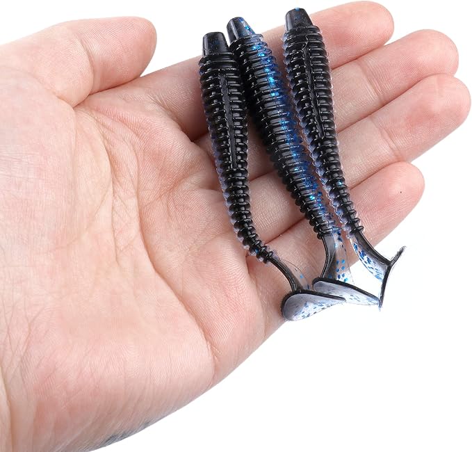 Paddle Tail Swimbaits 100/80/50PCS, 5/4/3/2 inch Soft Fishing Lures Bulk Pack – Durable Lifelike Action Lures for Bass, Trout, Crappie – Freshwater & Saltwater Fishing Gifts