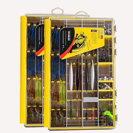 Deluxe Fishing Tackle Box, Waterproof 3600 & 3700 Terminal Tackle Trays, Organizer Includes 2 Type Dividers, Multi-purpose and All-in-one Tackle Storage (3700-3 all-in-one 2 pack)