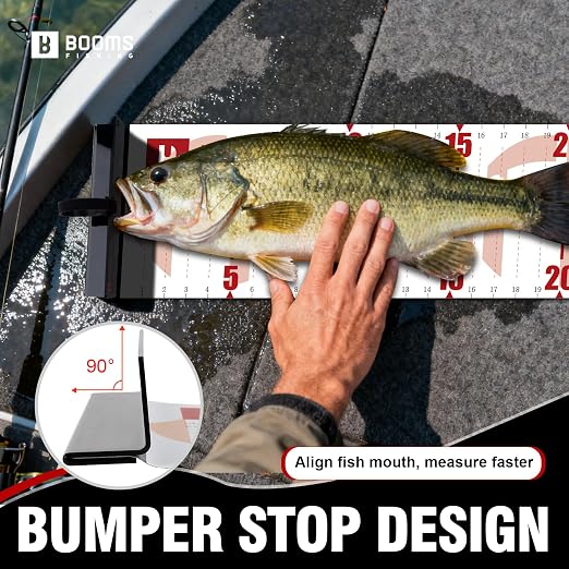 Booms Fishing 59" Fish Ruler: Foldable Fishing Ruler - Waterproof Fish Measuring Tape with Bump Board - Saltwater Fishing Measuring Tool for Angler, RL4 Red