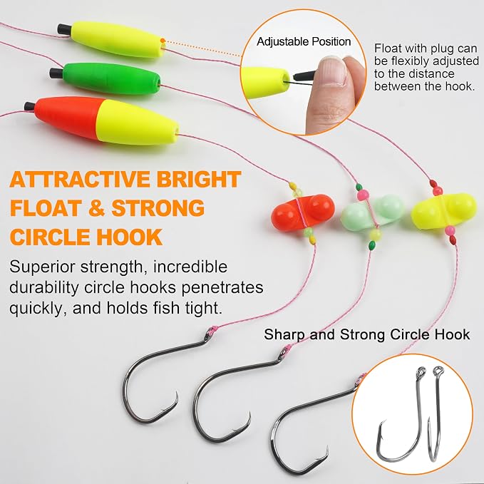 SILANON Catfish Rig Tackle Making Kit, Catfishing Tackle Accessories with Catfish Floats Catfish Hooks Swivels Fishing Rattles Bells Beads Bobber Stoppers Catfishing Gear Equipment