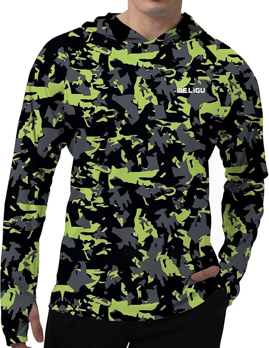 Men's UPF 50+ Sun Protection Hoodie Shirt Long Sleeve SPF Fishing Outdoor UV Hiking Lightweight Shirts