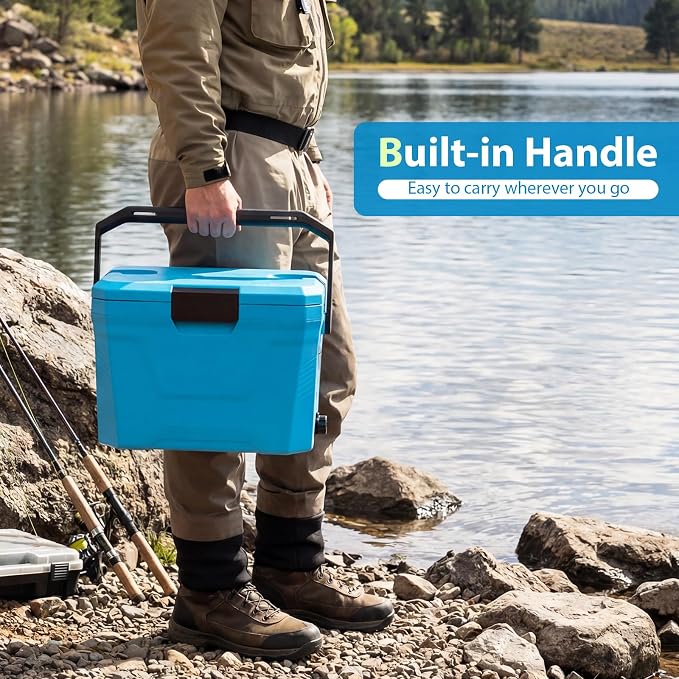 COSTWAY Insulated Portable Cooler, Hard Shell Ice Chest w/ 2 Cup Holders, Bottle Opener, Drain Plug, 3-Day Ice Retention, Outdoor Leak-Proof Dry Box for Beach, Camping, Fishing, Picnic