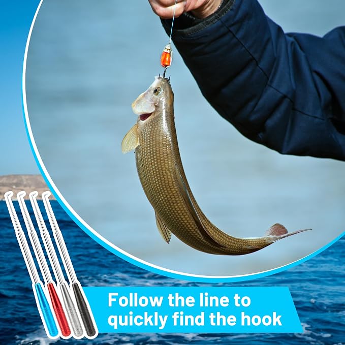 Fish Hook Remover Tool, 4PCS Fishing Hook Quick Removal Device, Fishing Gear Security Equipment Kits for Adult, Hook Extractor Accessories Tools with Storage Tube