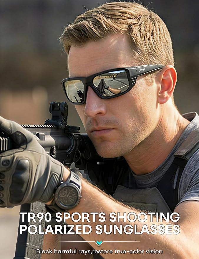 ATTCL Sports Polarized Sunglasses for Men: Ultra-Light Wrap Around TR90 Frame UV400 Protection for Fishing Driving Shooting