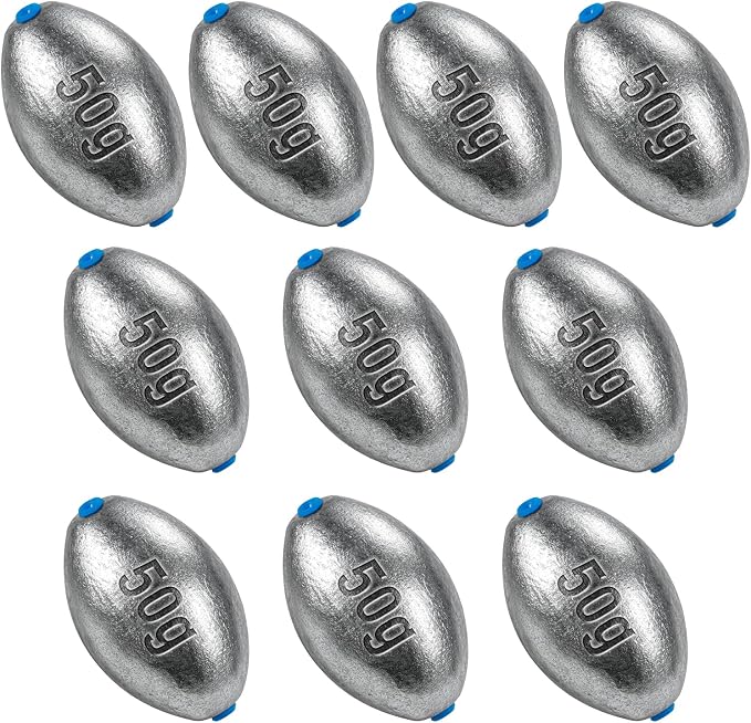 Alwonder Egg Sinkers Fishing Weights 3/16-10oz, Oval Lead Fishing Weights Sinkers Bass Fishing Casting Egg Sinker Saltwater Freshwater Tackle