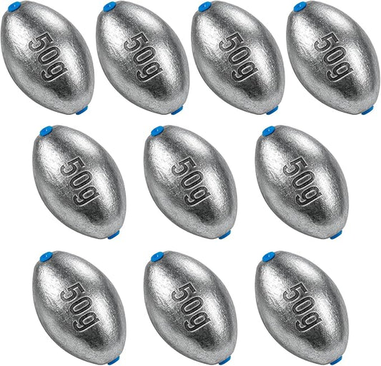 Alwonder Egg Sinkers Fishing Weights 3/16-10oz, Oval Lead Fishing Weights Sinkers Bass Fishing Casting Egg Sinker Saltwater Freshwater Tackle