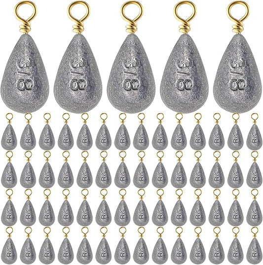Bass Casting Swivel Bell Sinkers Fishing Weights Drop Shaped Fishing Sinkers Catfish Weights for Ocean Saltwater Surf Bass Casting Gear Tackle