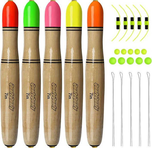 QualyQualy Lighted Fishing Floats for Catfish, 3-5PCS Fishing Pole Floats Glow in Dark Fishing Bobber with Glow Sticks for Freshwater Saltwater