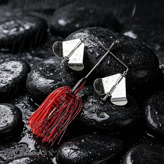 5 Pcs Bass Spinner Baits, Fishing Lures with Skirt, Metal Blade Spinnerbait for Trout, Salmon, Pike, and Predatory Fish