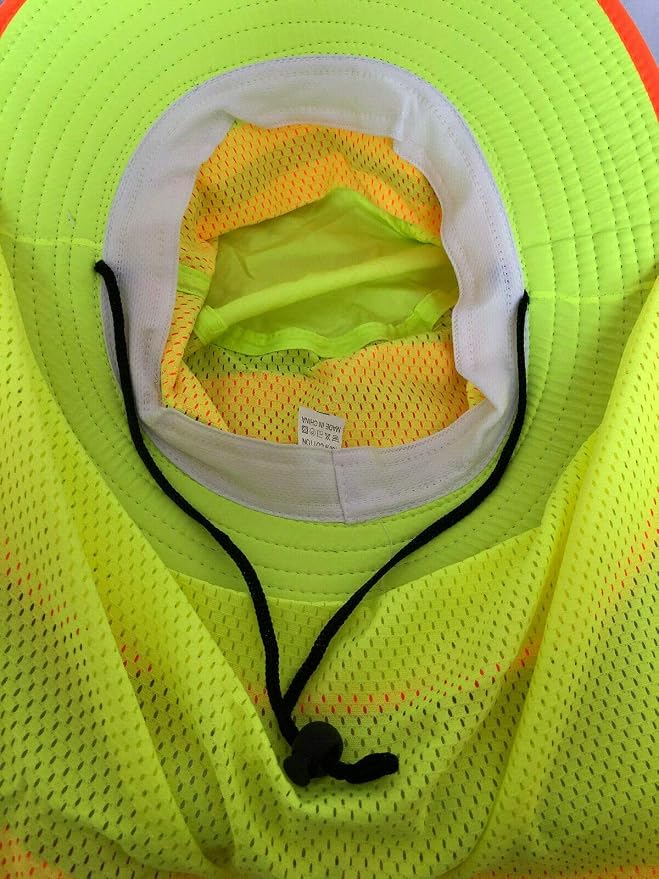 Men High Visibility Reflective Sun Hat with Neck Flap Wide Brim Boonie Hat Bucket Cap