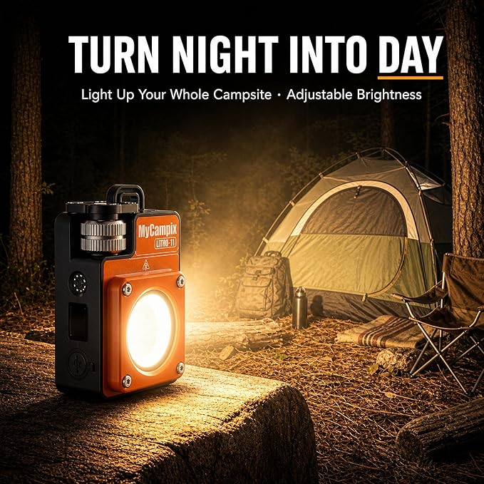 Portable Camping Light, 3500LM Adjustable LED Camping Lantern Rechargeable with 2.5-15H Runtime&Screen, Alloy Waterproof Camp Light for Power Outages, Emergency, Hurricane(2-Pack Orange)