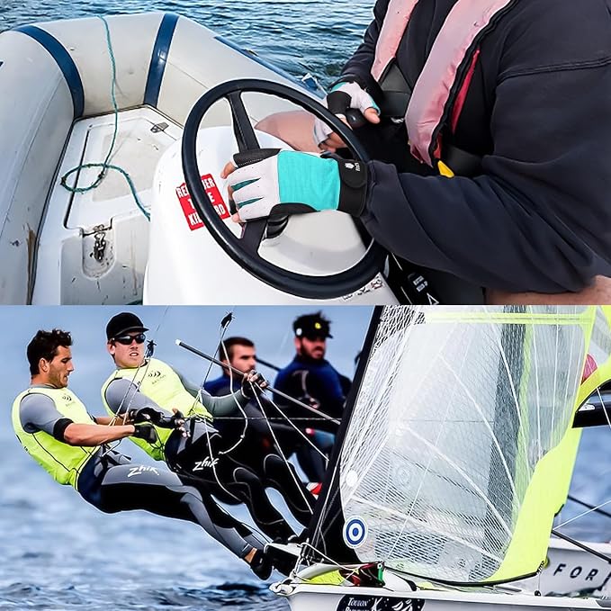 FitsT4 Sports Sailing Gloves 3/4 Finger and Grip Great for Sailing, Yachting, Paddling, Kayaking, Fishing, Dinghying Water Sports for Men and Women