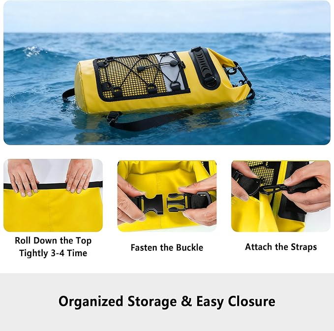 SHENDU 20L Waterproof Dry Bag - Roll-Top Backpack w/Waterproof Phone Case for Kayaking, Hiking, Camping, Boating, Beach Unisex (Yellow)