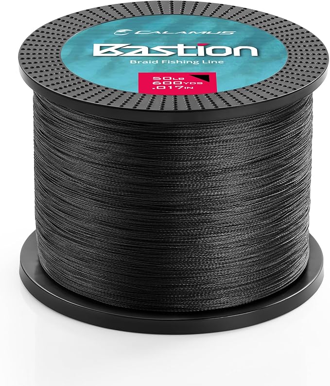 Calamus Bastion Braided Fishing Line -Abrasion Resisting Braided Lines – Thin Diameter Superline – Zero Stretch – 4 Strand MultiTuf Fiber Braid Line