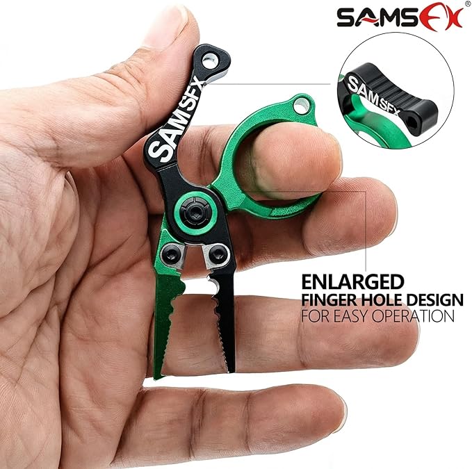 SAMSFX Mini Fishing Pliers with Fly Fishing Zinger Retractor, Fish Hook Remover Tool, Split Ring Pliers for Saltwater & Freshwater, Tungsten Carbide Cutters, Fishing Gear Gift for Anglers