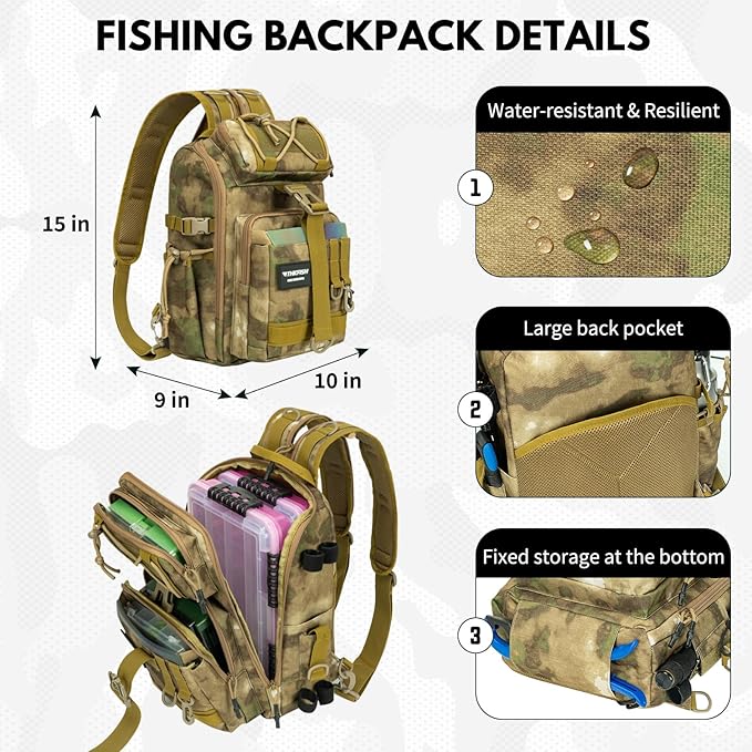 THKFISH Telescoping Fishing Rod and Reel Combo with Backpack, Carbon Fiber Travel Fishing Pole Spinning Reel Kit with Fishing Lures, Fishing Tools Kit for Men