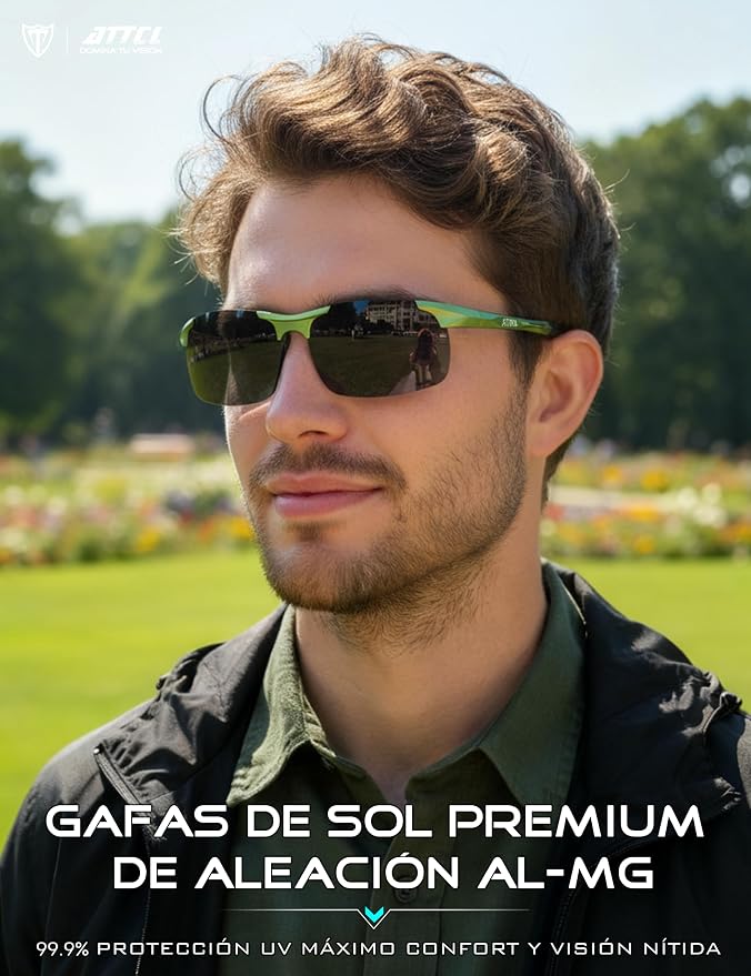 ATTCL 0.9 oz Polarized Sunglasses Men Sports: UV Protection Anti Glare Wrap Around Lightweight Metal Fishing Golf Running