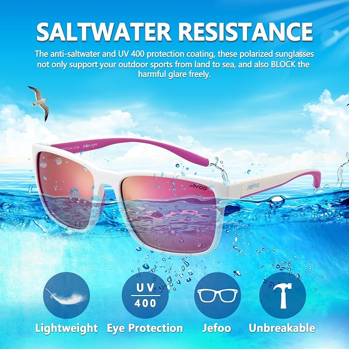 Jefoo Polarized Fishing Sunglasses for Men Women Kayaking Surfing Driving Lightweight Sports Sun Glasses UV Protection
