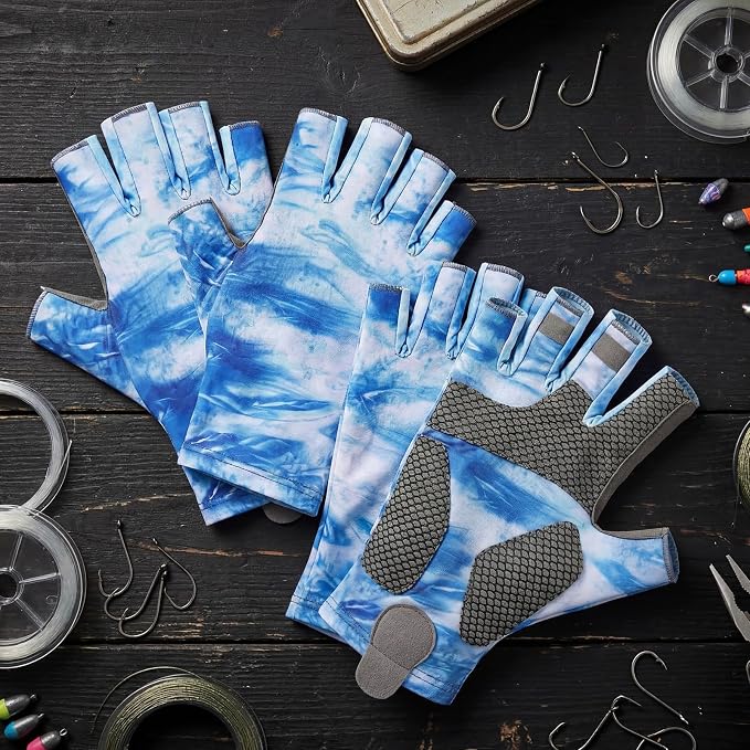 4 Pairs Half-Finger Fishing Gloves, UPF 50+ Breathable, Quick-Drying Sun Protection for Men & Women Anti-Slip for Fishing, Cycling