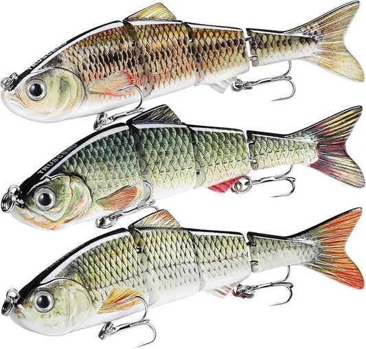 TRUSCEND Swimmax Easy Catch Fishing Lures with BKK Hooks, Wiggling, Vibrating, Rattling and Gurgling for More Bites, Heavy-Duty Dyneema Fiber Jointed Swimbaits for Bass, Trout, Crappie, Walleye, Pike