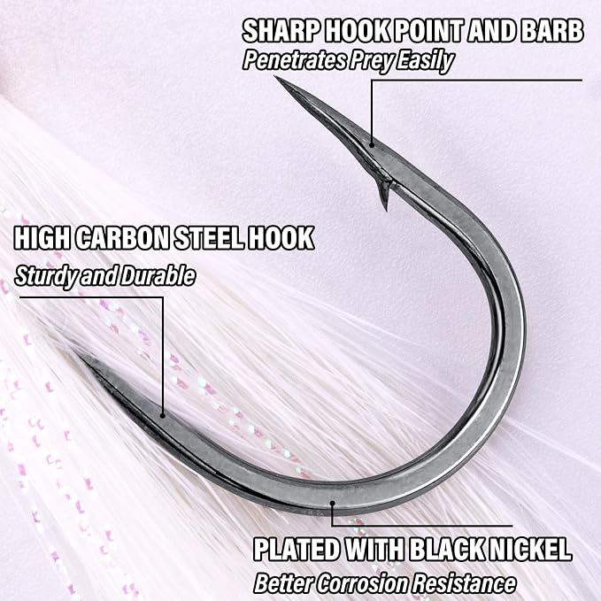 Alwonder 5-Pack Bucktail Jigs Hair Jigs Saltwater Freshwater Fishing Bucktail Lures Surf Fishing Jig Heads White Luminous Chartreuse Swimbait Jig for Bass Flounder Striper Bluefish Halibut Redfish