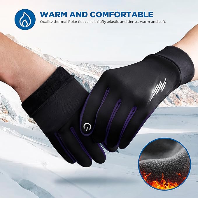 SIMARI Winter Gloves for Women Men - Cold Weather Thermal Touch Screen Ski Snow Glove Liners, Non-Slip Palm & Warm Fleece Lined, for Running Cycling Driving Hiking Walking Sports Outdoor Texting Work