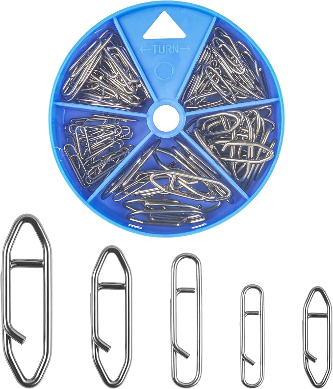 Power Clips Fishing Snaps Set High Strength Stainless Steel Quick Change Connector Swivels Tackle Fish Lure Attachement Freshwater Saltwater