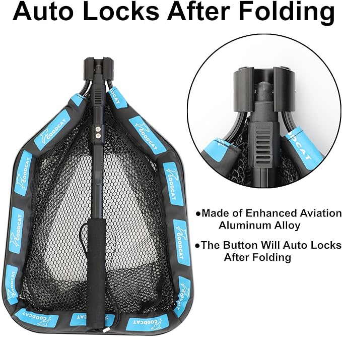 GOODCAT Floating Fishing Net with Magnetic Release, Foldable Landing Net for Kayak Boat Shore Fishing