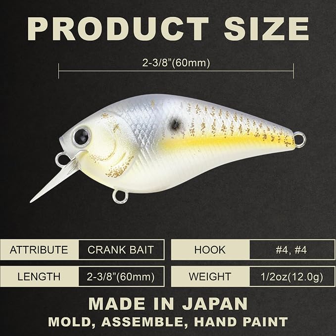 LUCKY CRAFT LC 1.5 Silent Squarebill Crankbait Fishing Lure, 2-3/8", Bass Fishing Lures for Freshwater, Hard Crankbait with Treble Fishing Hooks, Fishing Accessories