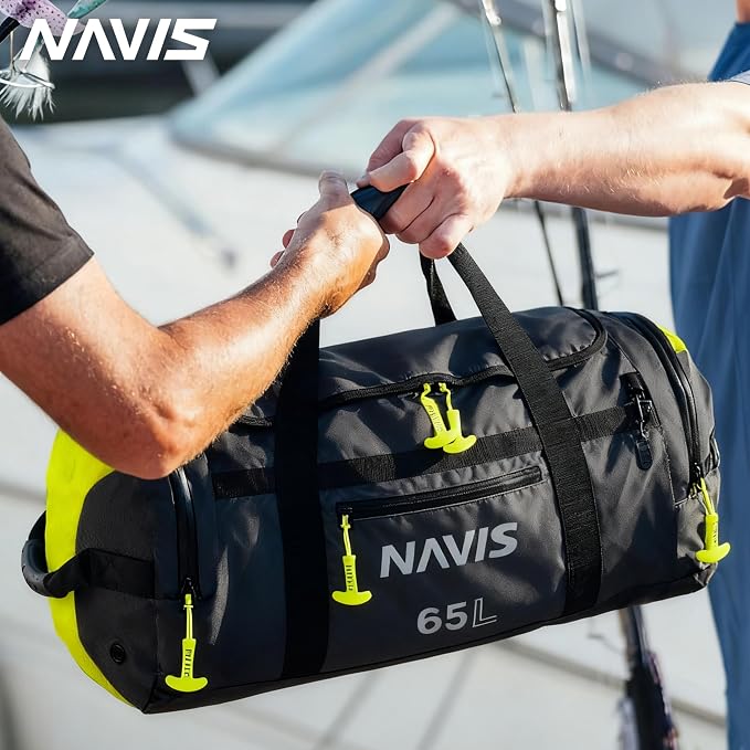 Sailing Duffel – High-Capacity Waterproof Dry Bag for Watersports and Fishing(Black,65L)